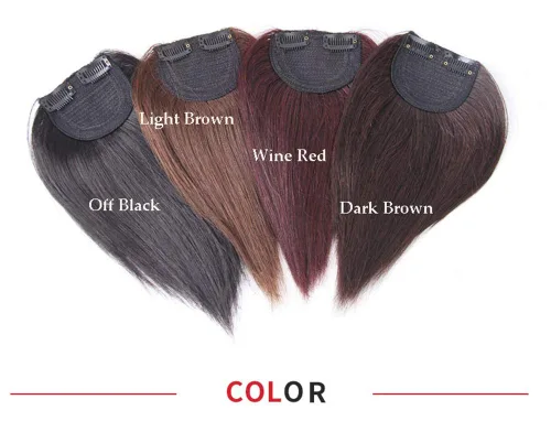 Miniatura 4 de 2 clips en la parte superior de cabello humano con cierre de peluca para cabello fino de 10 pulgadas para mujer (marrón oscuro)