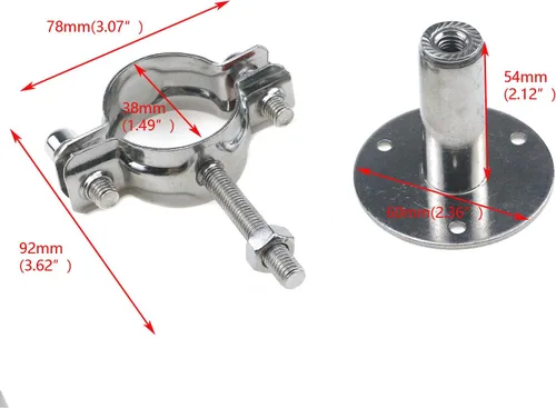 Miniatura 2 de Quluxe 2 soportes de tubo de montaje en pared de acero inoxidable para montaje en techo, soporte de tubo ajustable para tubo de 1-1/2 pulgadas