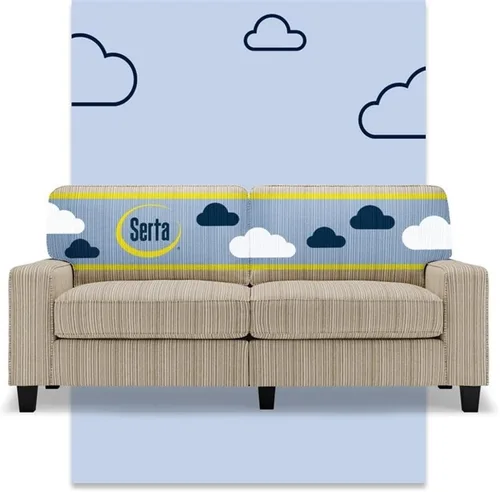 Pemberly Row Sofá moderno de 73 pulgadas con brazos de riel con fundas extraíbles, color beige