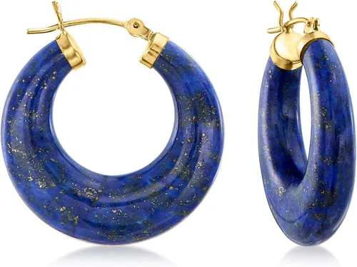 Ross-Simons Aretes redondos de aro de piedras preciosas en oro de 14 quilates de 1 18 pulgadas, Gema, Jade