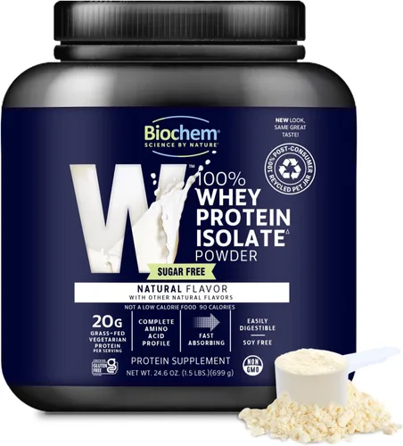 Miniatura 13 de Biochem Proteína en Polvo de Aislado de Suero 100%, Sabor Chocolate, 20g de Proteína de Vacas Alimentadas a Pasto, Apto para Dieta Cetogénica, Sin