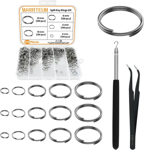 Miniatura 8 de Juego de 500 anillos de salto de doble apertura, mini llaveros redondos de acero inoxidable con conectores de doble bucle para hacer joyas, 500