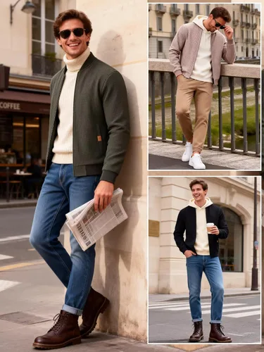 Miniatura 2 de Yundobop Chaqueta ligera con cremallera para hombre, sudadera casual elegante con bolsillo con cremallera