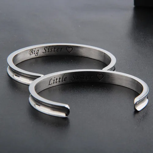 Miniatura 6 de Zuo Bao Pulsera de acero inoxidable para hermana mayor y hermana pequeña (plata, 2 piezas), Metal