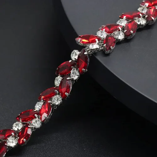 Miniatura 7 de Jerler Borde de diamantes de imitación de 1 yarda, aplique de cadena de diamantes de imitación, ideal para decoración de bricolaje y adornos de ropa