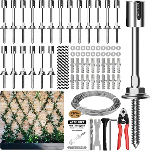 Enrejado de alambre para plantas trepadoras al aire libre, juego de 20 enrejados de alambre de pared con cable y cortador de acero inoxidable de