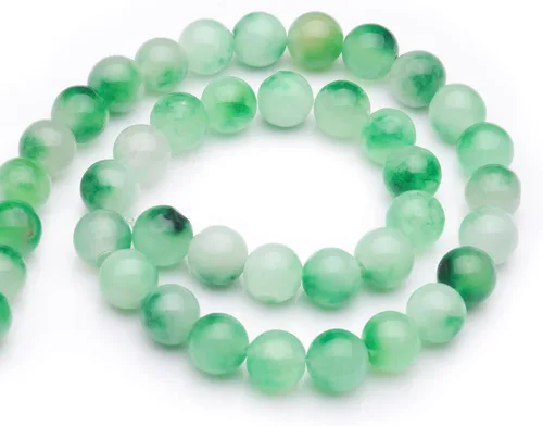 Miniatura 4 de Youngbling Cuentas de piedra preciosa natural para hacer joyería, 8mm de jade verde flor pulido redondo piedra lisa, cuentas rojas auténticas