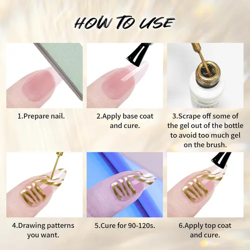 Miniatura 7 de Juego de esmaltes de gel de pintura de espejo metálico de 4 x 0.4 fl oz, esmalte de uñas de gel pintado con efecto cromado espejo, gel de dibujo