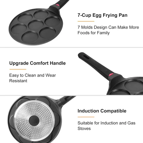 Miniatura 4 de Sartén para hacer panqueques antiadherente compatible con inducción, 10.5 pulgadas Mini sin adherencia de plata dólar parrilla Blini plancha