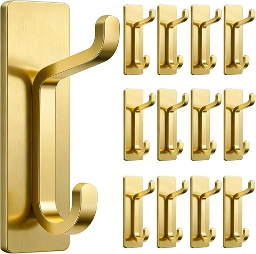 Miniatura 12 de pickpiff Ganchos de pared para abrigo y toalla: 13LB fuerte adhesivo para colgar puerta, níquel cepillado