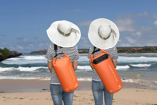 Miniatura 7 de Freegrace - Juego de 3 bolsas impermeables: bolsa con 2 cierres de cremallera y correa de hombro desmontable, riñonera y funda para teléfono; Naranja