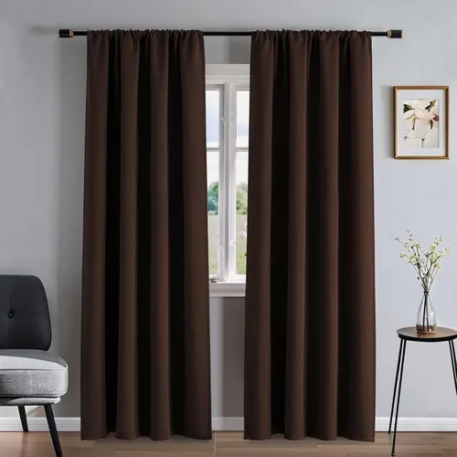 Miniatura 21 de Cortinas 100% opacas para sala de estar, juego de 2 paneles de 96 pulgadas, bloqueo de luz, pestaña trasera y bolsillo para barra, cortinas
