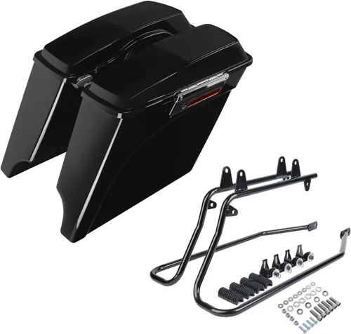Miniatura 22 de Kit de soporte de conversión para alforjas extendidas de 4" TCMT, compatible con Harley Heritage Softail Fatboy FLSTF Breakout 1984-2017, negro