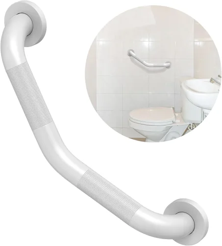 Miniatura 14 de ZUEXT - Barra de agarre en ángulo de 16 pulgadas, paquete de 2 manijas antideslizantes negras para ducha, barra de equilibrio de baño moleteada