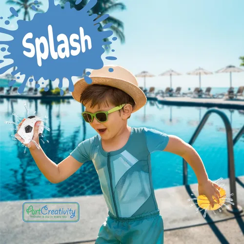 Miniatura 2 de ArtCreativity Pelotas deportivas, juguetes para salpicaduras de agua, juego de 3, juguetes de baño esponjosos para niños, 3 diseños diferentes