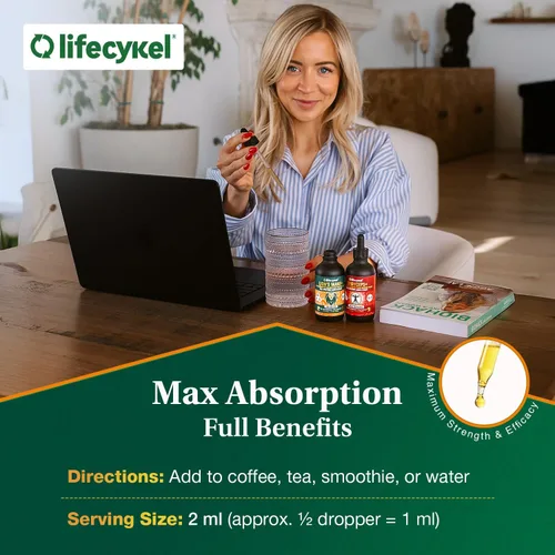 Miniatura 4 de Life Cykel Cordyceps + Lion's Mane Extract Pack – Suplemento orgánico de hongos para energía, concentración y claridad mental – Gotas líquidas