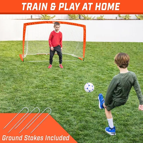 Miniatura 2 de GoSports - Arcos de fútbol portátiles para niños, 13 opciones de color, elige 4 x 3 pies o 6 x 4 pies, redes desplegables de tono de equipo para Rojo