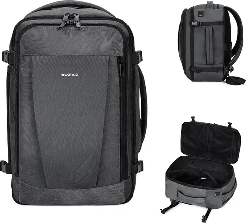 Miniatura 17 de ECOHUB United Airlines - Mochila de viaje pequeña de 17 pulgadas, bolsa de artículos personales de 16.7 x 10 x 8 pulgadas con 13 bolsillos con Negro