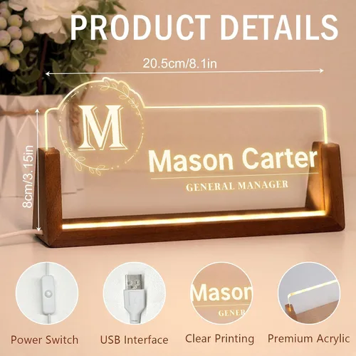 Miniatura 5 de Placa de nombre de escritorio personalizada, placa de nombre de oficina para escritorios, decoración de escritorio para mujeres y hombres