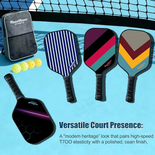 Miniatura 8 de Paletas de pickleball T700 de fibra de carbono cruda con núcleo de panal de polipropileno de 0.630 in para control y giro, punto dulce grande, pala