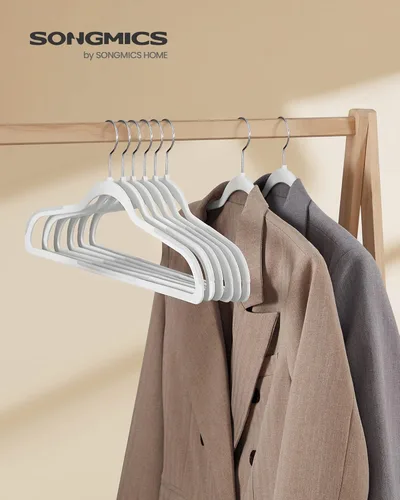 Miniatura 2 de SONGMICS - Perchas para ropa, paquete de 50 perchas de plástico para abrigos, ahorro de espacio, blanco en nube UCRP050W05 Blanco Nube