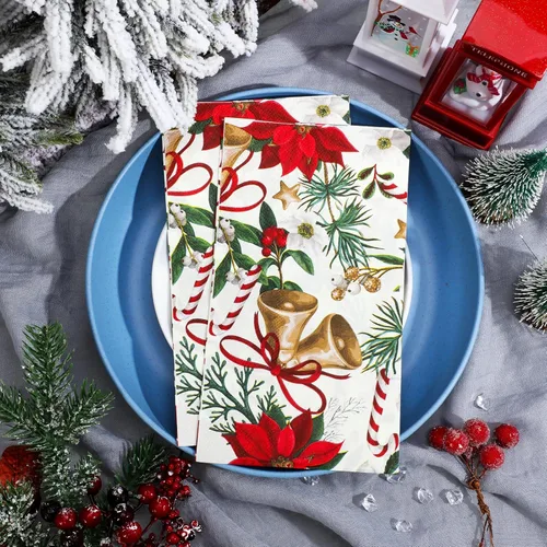 Miniatura 2 de 150 servilletas florales de Navidad de 3 capas desechables de papel para invitados, servilletas para baño, Navidad, vacaciones, boda, aniversario