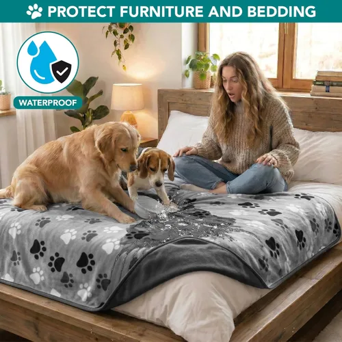Miniatura 3 de PetAmi - Manta impermeable para mascotas extra grandes, perros, gatos, funda protectora para sofá grande, manta reversible lavable de forro polar