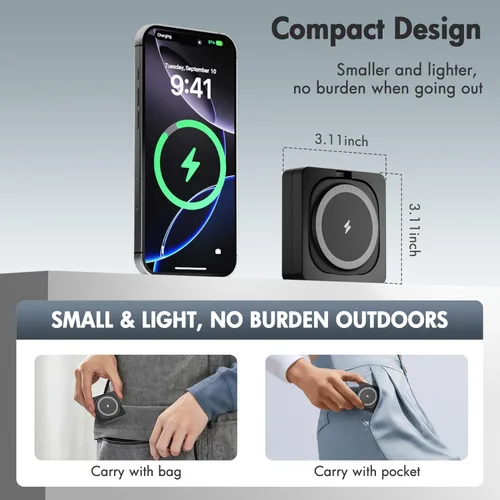 Miniatura 4 de Cargador inalámbrico magnético para iPhone: 3 en 1 para viajes 15W almohadilla de carga rápida plegable para iPhone 17 16e 16 15 14 13 12 Pro Max