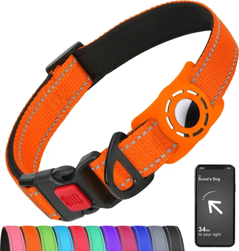 Miniatura 12 de AirTag - Collar de perro con soporte AirTag compatible con AirTag, acolchado suave reflectante, hebilla de bloqueo de seguridad, nailon ajustable