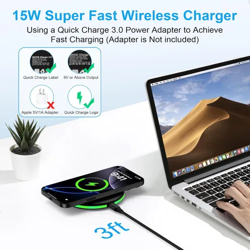 Miniatura 2 de Cargador inalámbrico para Samsung Galaxy S26 Ultra/S25 Ultra/S25 Plus/Z Fold7/Flip7/S24FE/S23Ultra/S22/S21,15W Cargador Android Estación de carga