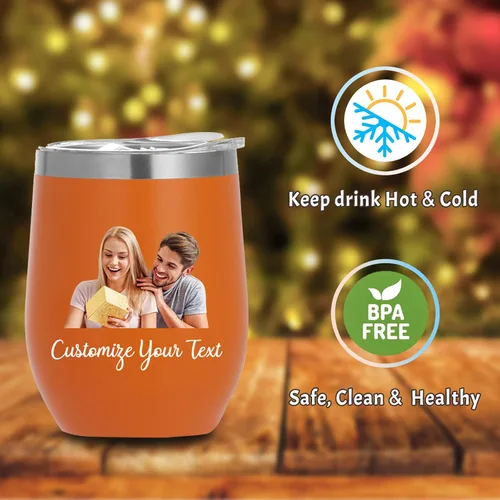 Miniatura 6 de Vasos de vino personalizados con nombres y fotos con tapa para mujeres, juego de vasos de vino aislados personalizados de acero inoxidable, regalos