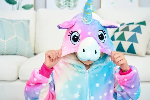 Miniatura 5 de Pijama unisex de una pieza de unicornio para niñas, disfraz de Halloween, cosplay, ropa de dormir