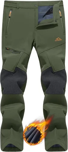 TACVASEN pantalones de senderismo para hombre, con forro polar, reforzados en las rodillas, ligeros, para esquí y snowboard, sin cinturón