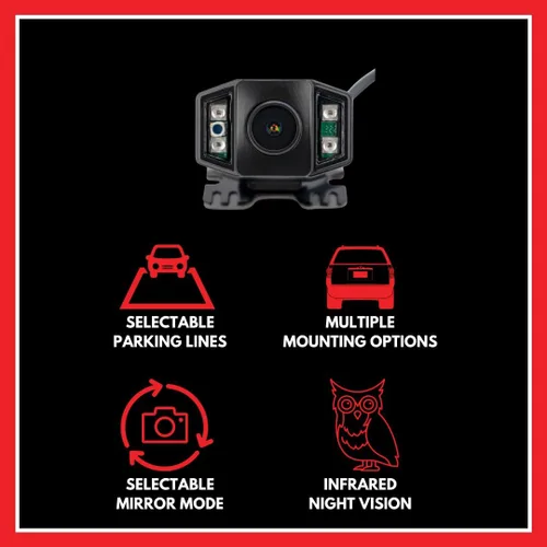 Miniatura 4 de EchoMaster Cámara de respaldo universal HD frontal o trasera con visión nocturna y múltiples opciones de soporte de montaje, IP67 impermeable