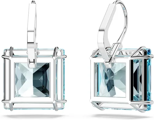 Miniatura 4 de Swarovski Pendientes Millenia, Cristal talla cuadrada, azul, Baño de Rodio