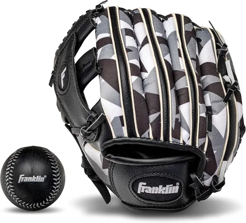 Miniatura 12 de Franklin Sports Kids Baseball Gloves - RTP Youth Teeball Glove + Ball Set - Boys + Girls Teeball Mitt - 9.5" Negro/Plateado