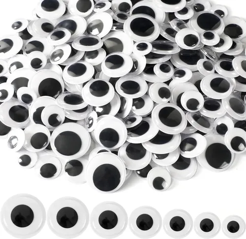 Miniatura 7 de UPINS 300 ojos ondulantes redondos de plástico negro autoadhesivos para decoración de manualidades, mixtos, tamaño grande, 0.157 in, 0.236 in, 0.315