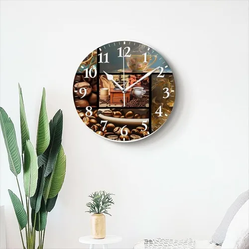 Miniatura 7 de Reloj de pared con movimiento de barrido sin tictac, funciona con pilas, relojes de pared analógicos decorativos para dormitorio, oficina, sala