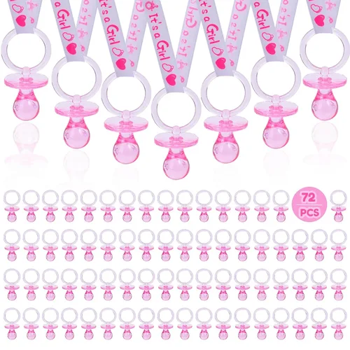 Miniatura 10 de 72 bonitos collares de chupete para niños y niñas, juego de collar acrílico para chupete para regalos de baby shower, fiesta de revelación de Azul
