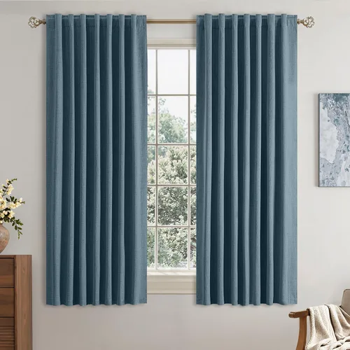 Miniatura 21 de EMEMA - Cortinas opacas de lino color beige, 72 pulgadas de largo, 2 paneles para dormitorio o sala de estar, con aislamiento térmico, 100%