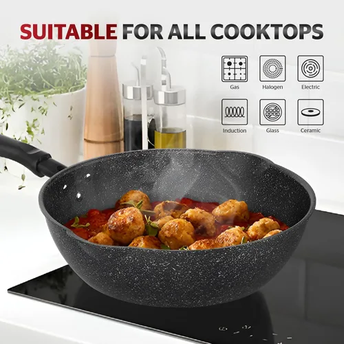 Miniatura 6 de Sunhouse – Sartén antiadherente de 10 pulgadas / 26 cm para freír en profundidad con doble salida de vertido, revestimiento antiadherente de 5 capas