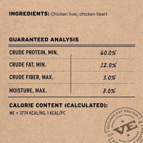 Miniatura 3 de Vital Essentials Menudencias de Pollo Golosinas para Gatos, 1 onza Crudo Liofilizado Proteína Única Sin Granos, Sin Gluten, Sin Relleno