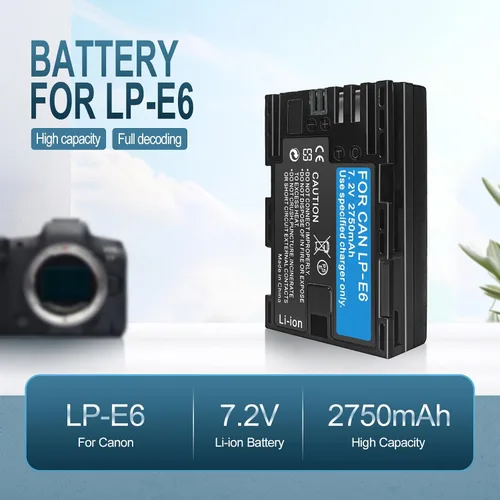 Miniatura 2 de Paquete de 2 baterías de alta capacidad LP-E6/LP-E6N/LP-E6NH de 2750 mAh para Canon EOS R Series (R,R5,R6 Mark II,R5C,R6,R6II,R7), Serie 5D