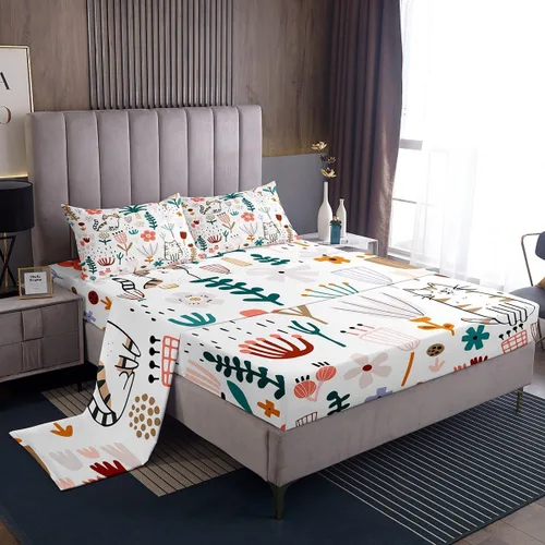 Miniatura 12 de Manfei Juego de sábanas de pájaros tamaño matrimonial, juego de ropa de cama floral de hojas botánicas para decoración de habitación de niños
