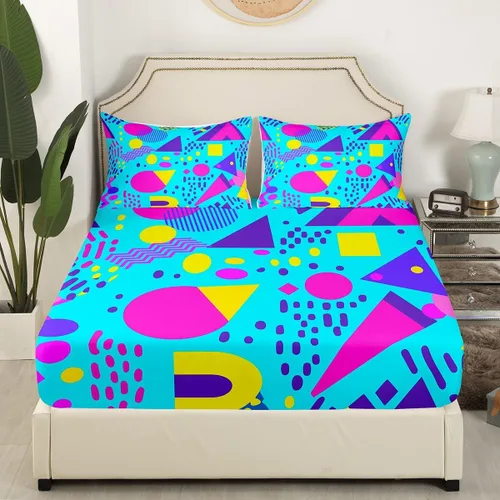 Miniatura 3 de Erosebridal Juego de ropa de cama de los años 80 con patrón de Memphis, estilo vintage de los años 90, juego de sábanas de estilo Memphis