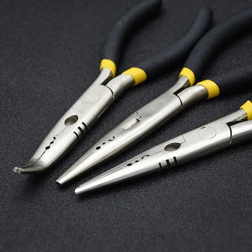 Miniatura 8 de Alicates multiusos de acero inoxidable - Alicates de corte de línea de extracción de gancho para manualidades de pesca con nariz doblada o recta