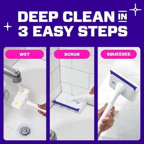 Miniatura 5 de Mr. Clean Borrador mágico para ducha y tina, limpiador de baño, limpiador de baño todo en uno, kit inicial de limón, 1 limpiador y 2 borradores