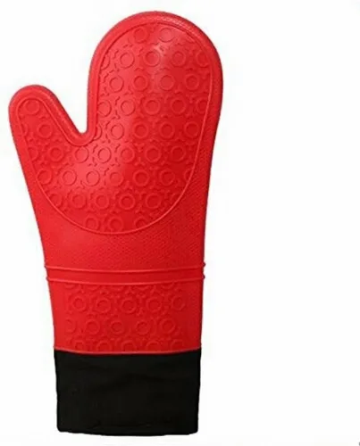 Guantes de horno de silicona con forro de algodón acolchado – profesional resistente al calor olla de cocina soportes – 1 par Rojo (Canyon Red)