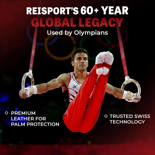 Miniatura 4 de Reisport Puños de gimnasia para hombre, de cuero duradero, para anillos de gimnasia para hombres y niños, equipo de gimnasia y accesorios