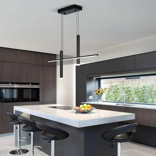 Miniatura 4 de Moderna lámpara colgante lineal LED con focos duales, regulable, 6000 K, luces colgantes de isla de cocina, candelabros negros chapados en isla